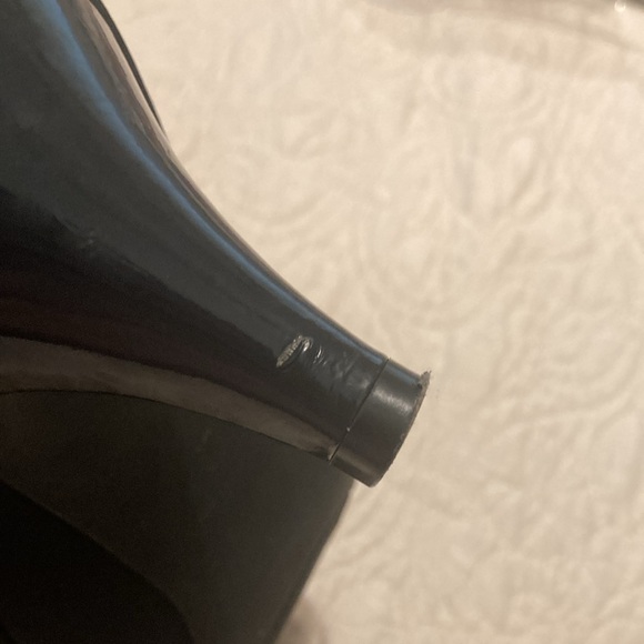 Coach and Four Navy Satin with Patent Leather Heels, Size 10 - Picture 10 of 13